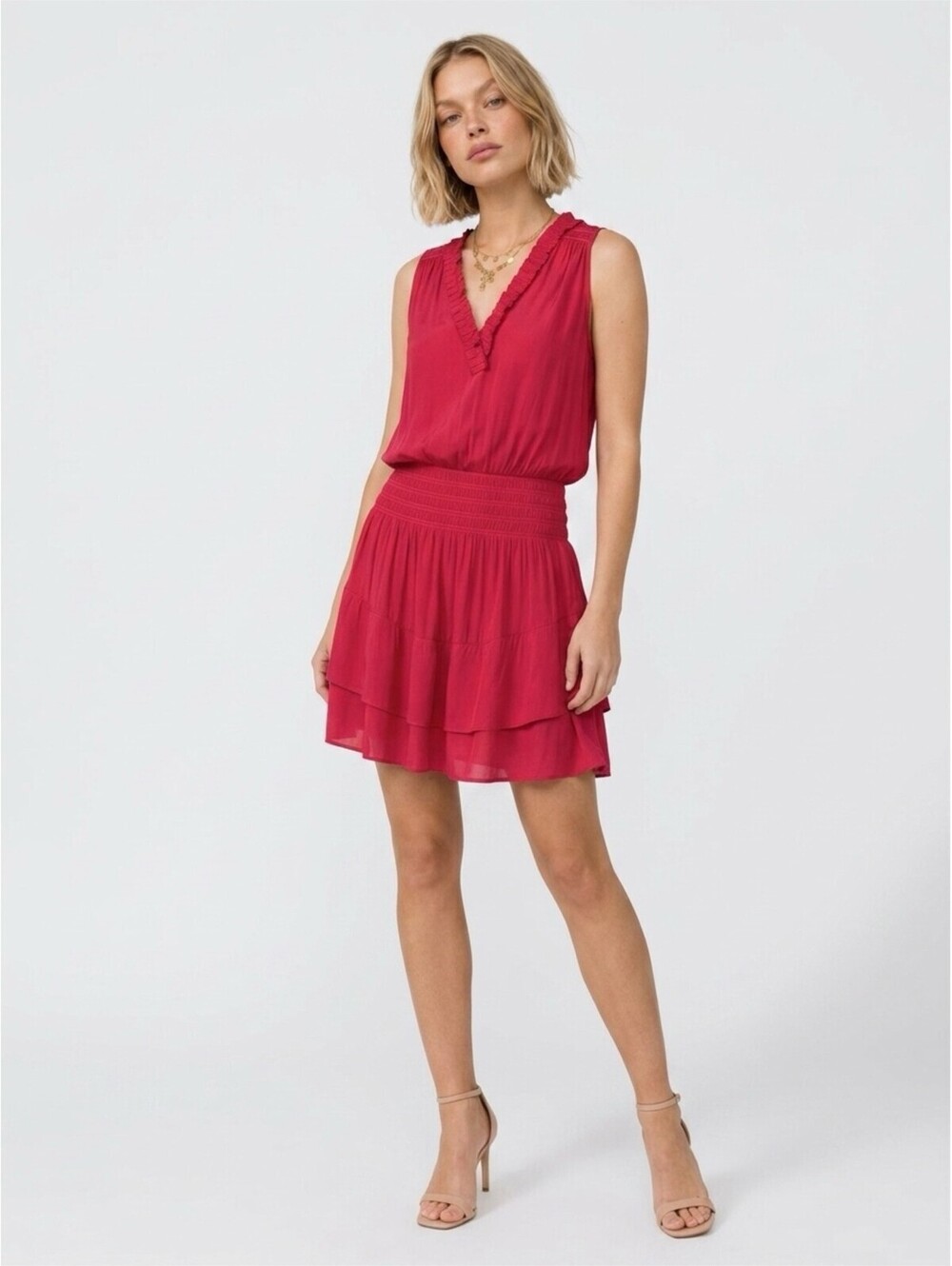 Ramy Brook Pink Sleeveless V-Neck Mini Dress Size S